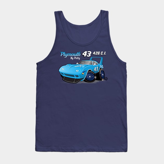 Plymouth SuperBird 43 Petty With Logos Tank Top by Goin Ape Studios